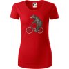 Medveď na bicykli - Dámske tričko z organickej bavlny Origin (GOTS) - S ( Červená )