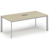 Rokovací stôl PRIMO INVITATION, 240x120 cm, dub prírodný + stolná zásuvka TYP I, strieborná
