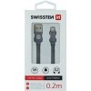 Swissten 71523102 Datový, Textile Usb / Lightning, 0,2m, šedý