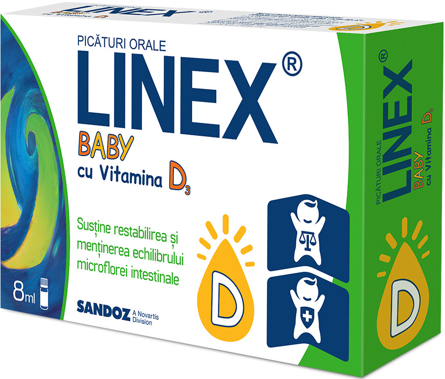 Linex baby kvapky + Vitamín D3 8 ml