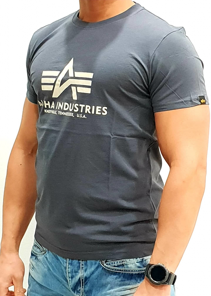 Alpha Industries Basic T-Shirt greyblack tričko pánske šedé