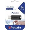 USB kľúč, 64GB, USB 3.2, VERBATIM Pinstripe, čierna