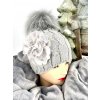 Luxusná čiapka TATIANA s brmbolcom z pravej kožušiny - grey TOP AKCIA!-ihneď