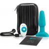 b-Vibe Rimming 2 Teal, vibračný kolík s rotujúcimi guličkami a diaľkovým ovládaním 15 x 4 cm