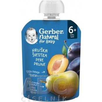 Gerber Natural Kapsička Hruška a slivka ovocná desiata 90 g
