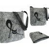 Kabelka Crossbody kočka se protahuje na šedé