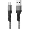 SEFIS nabíjací dátový kábel Premium s konektormi USB-A a Micro-USB stříbrný 2m