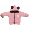Baby Nellys Zimná Zateplená Pletená Bundička Teddy Bear-ružová