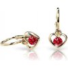 Cutie Jewellery Detské zlaté náušnice srdiečka C1943Z Ruby Dark