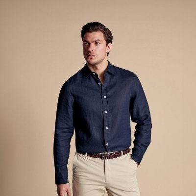 Charles Tyrwhitt Pure linen shirt Classic fit navy