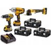 Sada elektrického náradia DeWalt 18V 3x5Ah: vŕtačka/skrutkovač, uťahovák, uhlová brúska