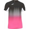 Joma Bežecké tričko ELITE VII T-Shirt black-fluor PINK-white