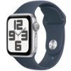 Apple Watch SE (2023) GPS 40mm Strieborné hliníkové telo - Búrkovo modrý športový remienok M/L / 150-200 mm