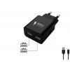 WG - Sieťová nabíjačka 2x USB-A 2, 4A, Smart IC + kábel USB-A na Micro USB, čierna