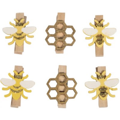 Drevené štipce 6ks - včely