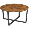 VASAGLE okrúhly konferenčný stolík, rustikálna hnedá/čierna