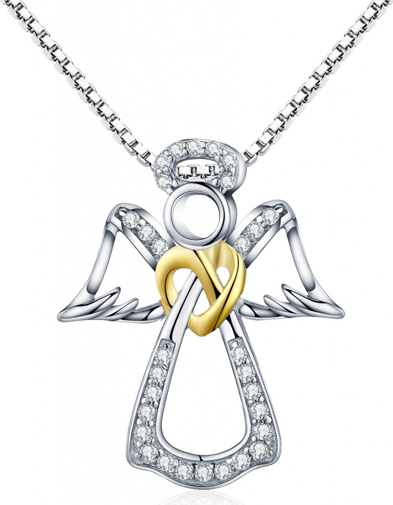 Olivie Strieborná retiazka anjel so zlatým srdcom 2924