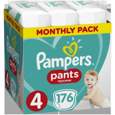 PAMPERS Pants 4 Active Baby Dry 176 ks (9-15 kg) MESAČNÁ ZÁSOBA - plienkové nohavičky