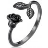 For Silver Vintage prsteň čierna Ruža - Striebro 925