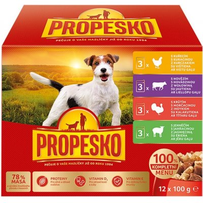 Propesko vrecko pes kura hovädzie morka jahňa 12 x 100 g