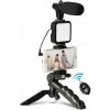 Sada na nahrávanie telefónom VLOG 4v1 TRIPOD MIKROFON LAMPA DRŽIAK