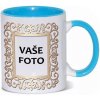 FOTOpošta Hrnček s fotkou farebný rámik Ornament MODRÝ 350 ml