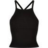 Ladies Rib Knit Crossed Back Top - black L