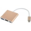 AppleMix Redukcia / adaptér / rozbočovač USB-C na USB-C + USB 3.0 OTG + HDMI - zlatý