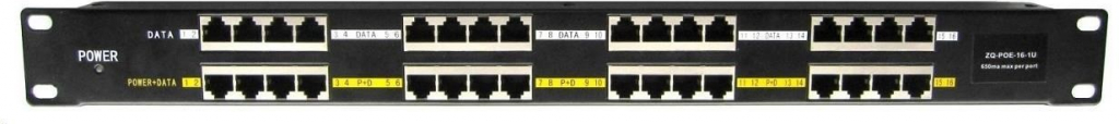 POE injektor panel pasivní - 16 portů, stíněný