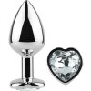 Secret Play - Metal Butt Plug Clear Crystal Heart Small Size 7 cm - Análny Kolík