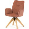 stolička jedálenská s opierkami, oranžová voděodpudivá látka, dubové nohy, otočná 360°