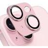 NORTHJO tvrdené sklo s kovovým rámčekom na ochranu šošoviek fotoaparátu pre iPhone 15 / 15 Plus - ružové - možnosť vrátiť tovar ZADARMO do 30tich dní