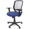 Kancelárska stolička, s opierkami rúk, modré čalúnenie, sieťované operadlo, čierny podstavec, MaYAH Fun