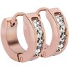 Troli Ružovo pozlátené oceľové náušnice krúžky s kryštálmi
