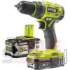 Ryobi R18DD7-252S aku bezuhlíkový 18 V šroubovák/vrtačka + 1x 2Ah + 1x 5Ah baterie + nabíječka ONE+