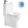 CERANO - WC set kombi s umývadlom Hygisink, Rimless + UF sedátko - spodný / zadný odpad - biela lesklá + batéria Tiziana nízka - čierna matná - 71,5x36 cm