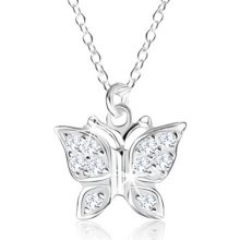 Šperky eshop Strieborný náhrdelník prívesok motýlik vykladaný čírymi zirkónmi SP36.29