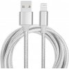 AppleKing opletený dátový a nabíjací kábel USB-A 2.0 / Lightning pre iPhone / iPad / iPod / AirPods - 2 m - strieborný - možnosť vrátiť tovar ZADARMO do 30tich dní