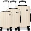 Kono 3 dielna sada kufrov s vertikálnymi pruhmi - béžová - 38/73/114