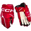 Hokejové rukavice CCM Tacks XF PRO Red/White Senior 15 palcov