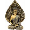 Nefertitis Budha meditujúca thajská soška s Bodhi listom - cca 10 x 17 x 24 cm