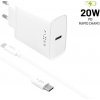 Set síťové nabíječky FIXED s USB-C výstupem a USB-C/USB-C kabelu, podpora PD, 1 metr, 20W, bílý FIXC20-CC-WH