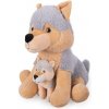 Pes husky plyšový 25 cm sediaci s mláďaťom