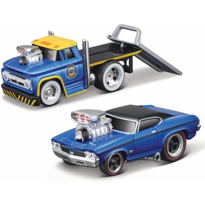 MAISTO muscle Transports 1966 Chevrolet C60 Flatbed 1969 Chevrolet Chevelle SS 396 1:64
