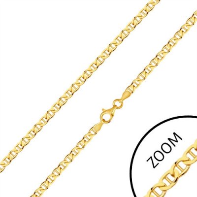 Šperky eshop Retiazka zo žltého 14K zlata ploché elipsovité očká, palička uprostred S3GG28.40