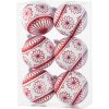 MagicHome Vianoce Gule MagicHome Vianoce, 6 ks, 8 cm, červeno - biele, s glitrami, na vianočný stromček