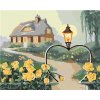 Zuty – Maľovanie podľa čísel – Žlté ruže, bránka v tvare srdce s lampou a dom (D. Rusty Rust), 40 × 50 cm, plátno 8596530178361