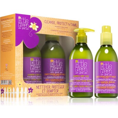 Little Green Kids šampón a sprchový gél 2 v 1 pre deti 240 ml + balzam pre jednoduché rozčesávanie vlasov 240 ml