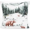 MKLozkoviny.sk Vianočná bavlna Renforcé Medvede v zime 40 x 40 cm