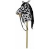 Kôň na tyči plyš 70cm Teddies na batérie so zvukom bielo čierny Appaloosa